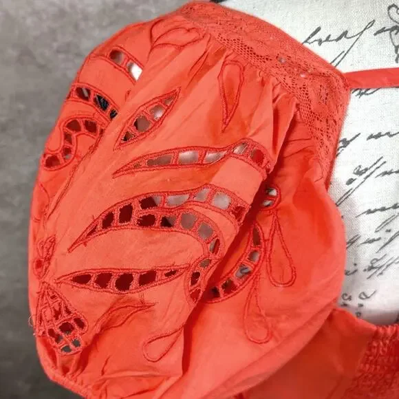 Band of the Free Tie Back Short Sleeve Entrada Top Orange S - Picture 11 of 15